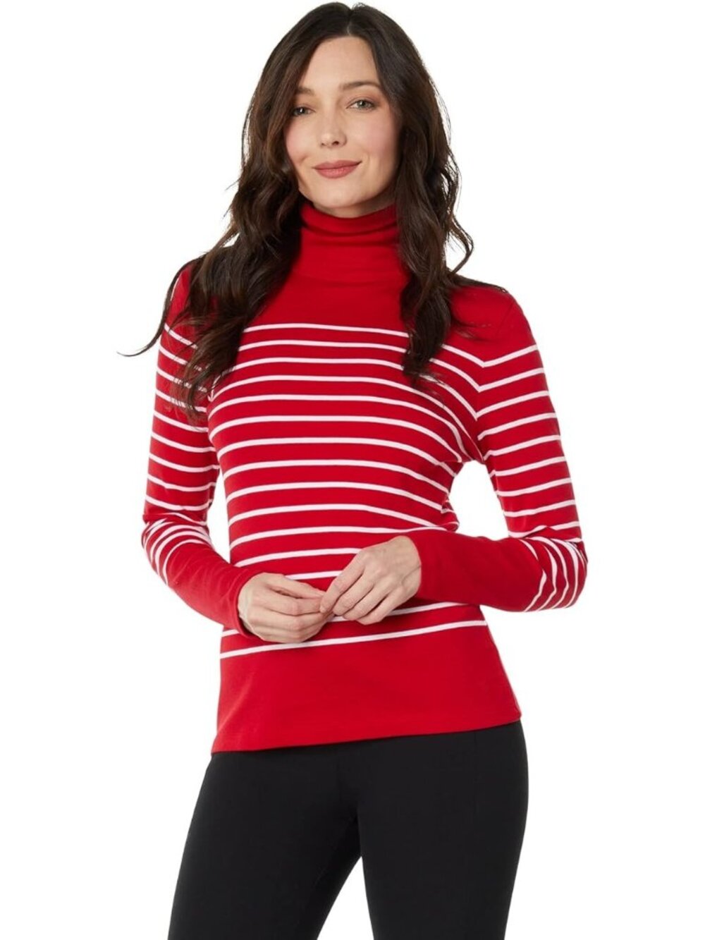 Vineyard Vines Red White Striped Classic Turtleneck Sweater S Prima Cotton/Modal